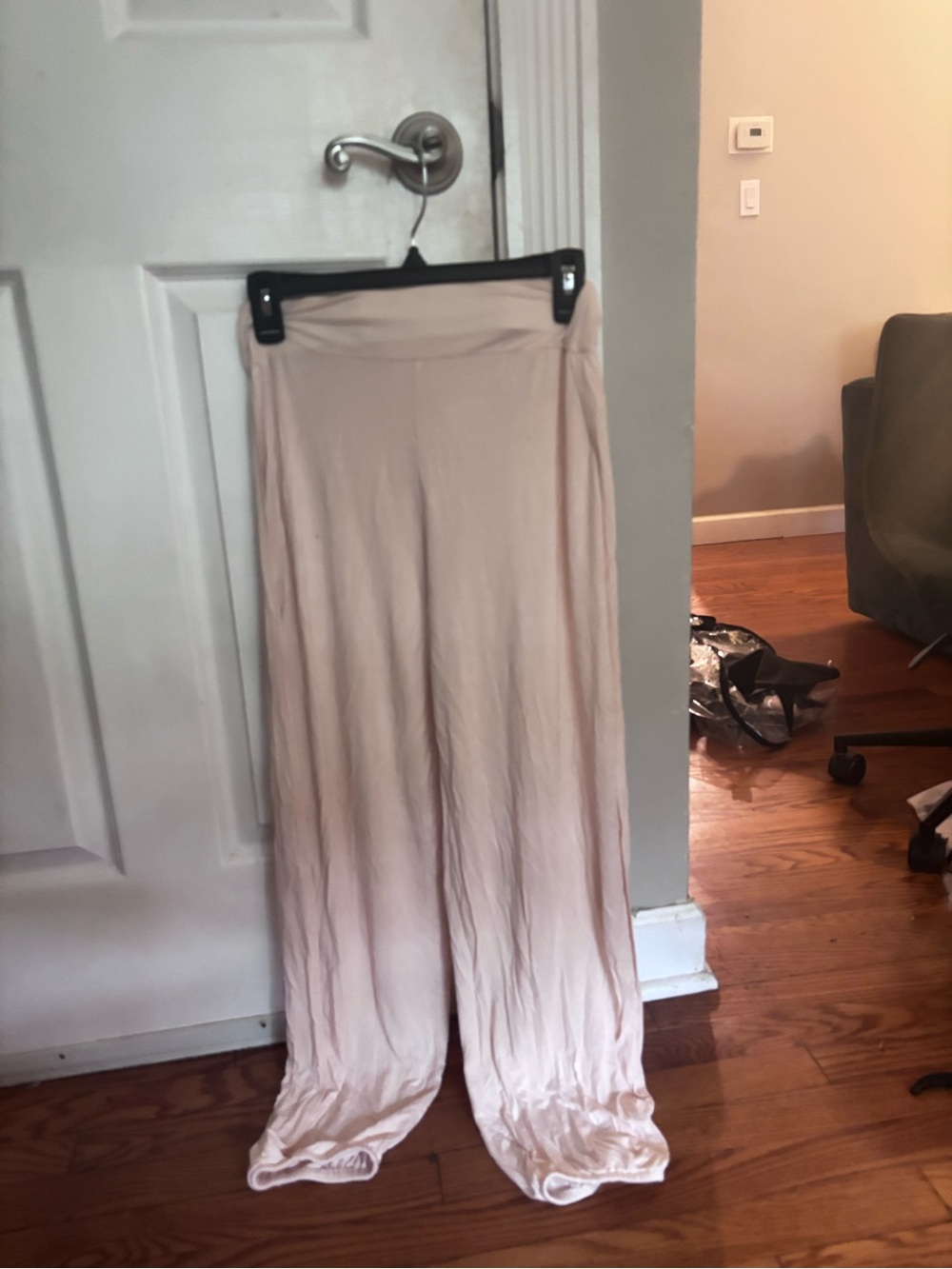 Women's Soft Peach Flowy Pants with slits